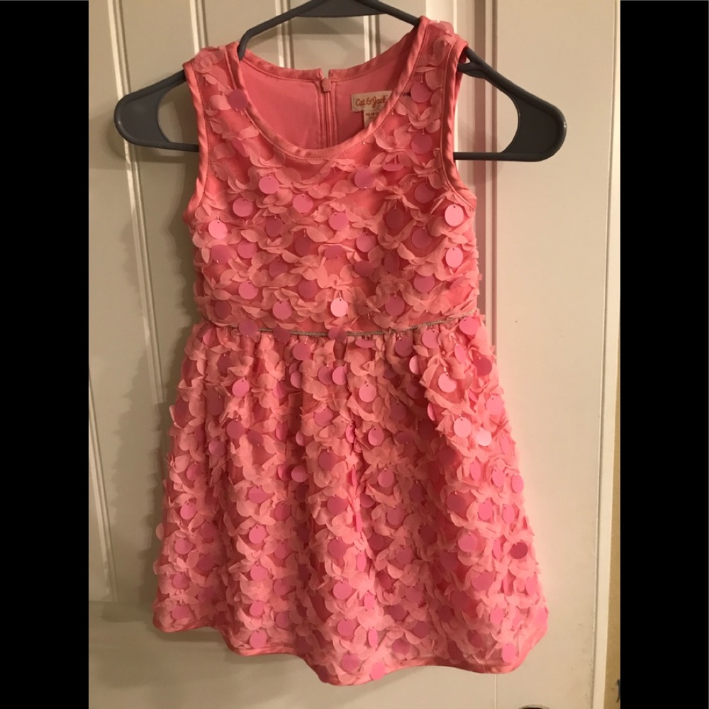 Pink large sequins Cat and Jack Toddler/little girl dress xs 4/5T
